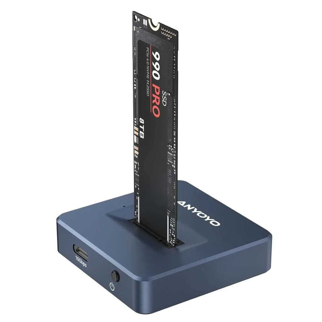 NVMe Enclosure PCIe M.2 SSD Box USB 3.1 High Performance NVME Solid State Hard Disk Case HDD Enclosure with M.2 M-Key SSD, USB-C Adapter and USB 3.1 Cable